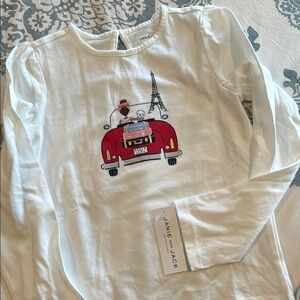Janie and Jack White Kids Long Sleeve Shirt with Eiffel Tower graphic